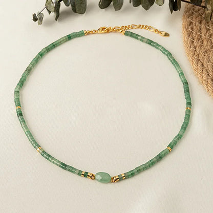 Natural Stone Green Aventurine Handmade Beaded Necklace