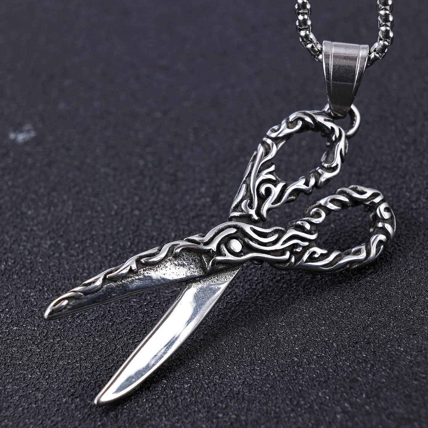 Carved Scissors Stainless Steel Pendant