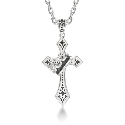 Crown Cross Sterling Silver High Street Pendants Necklace