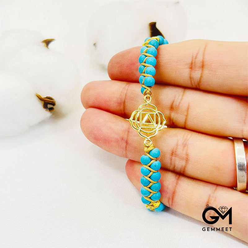 Blue Turquoise Double Braided Wrap Bracelet