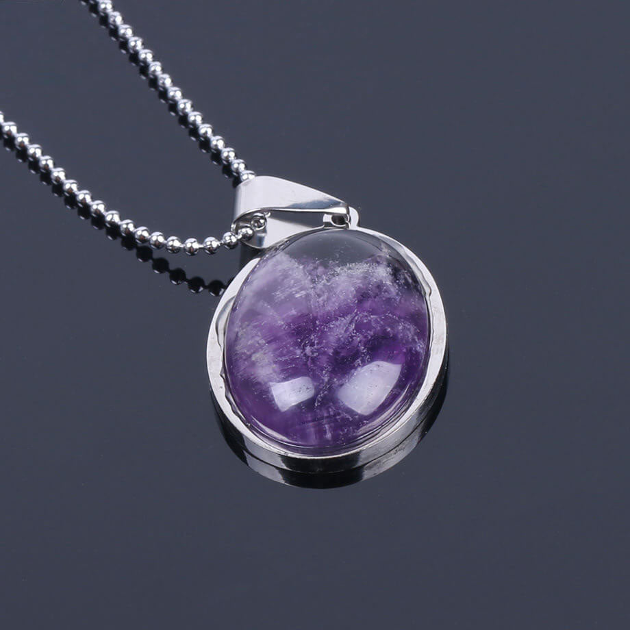 Oval Convex Simple Pendant Necklace