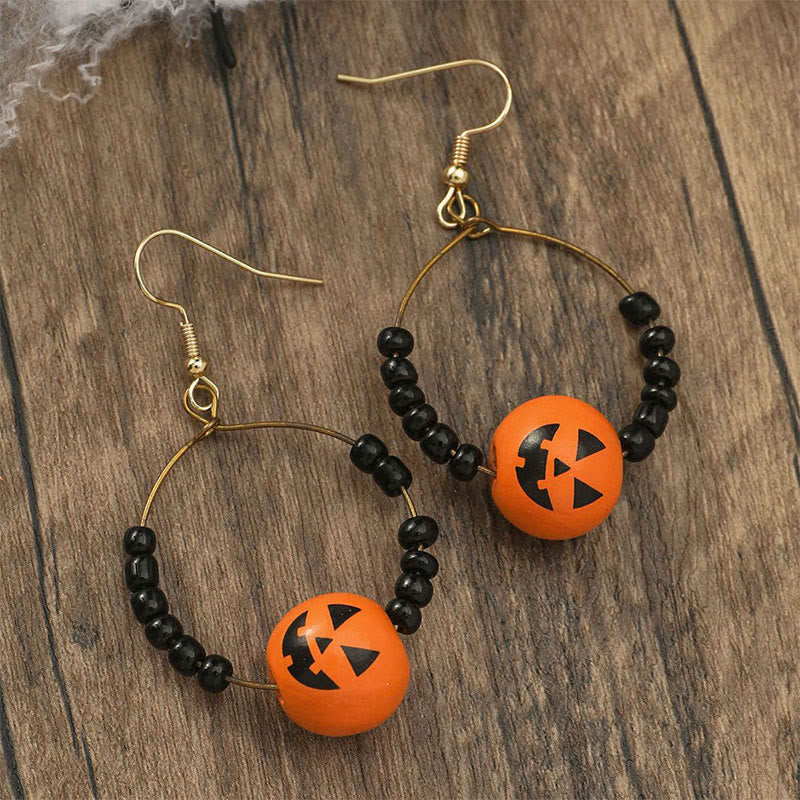 "Funny Goast" - Pumpkin Spider Halloween Earrings