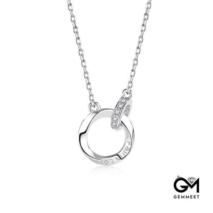 S925 Sterling Silver Falling Love Ring Zircon Necklace