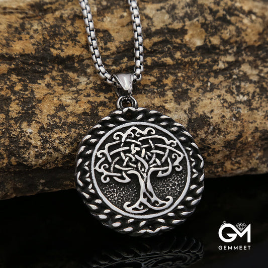 Vintage Stainless Steel Tree of Life Necklace