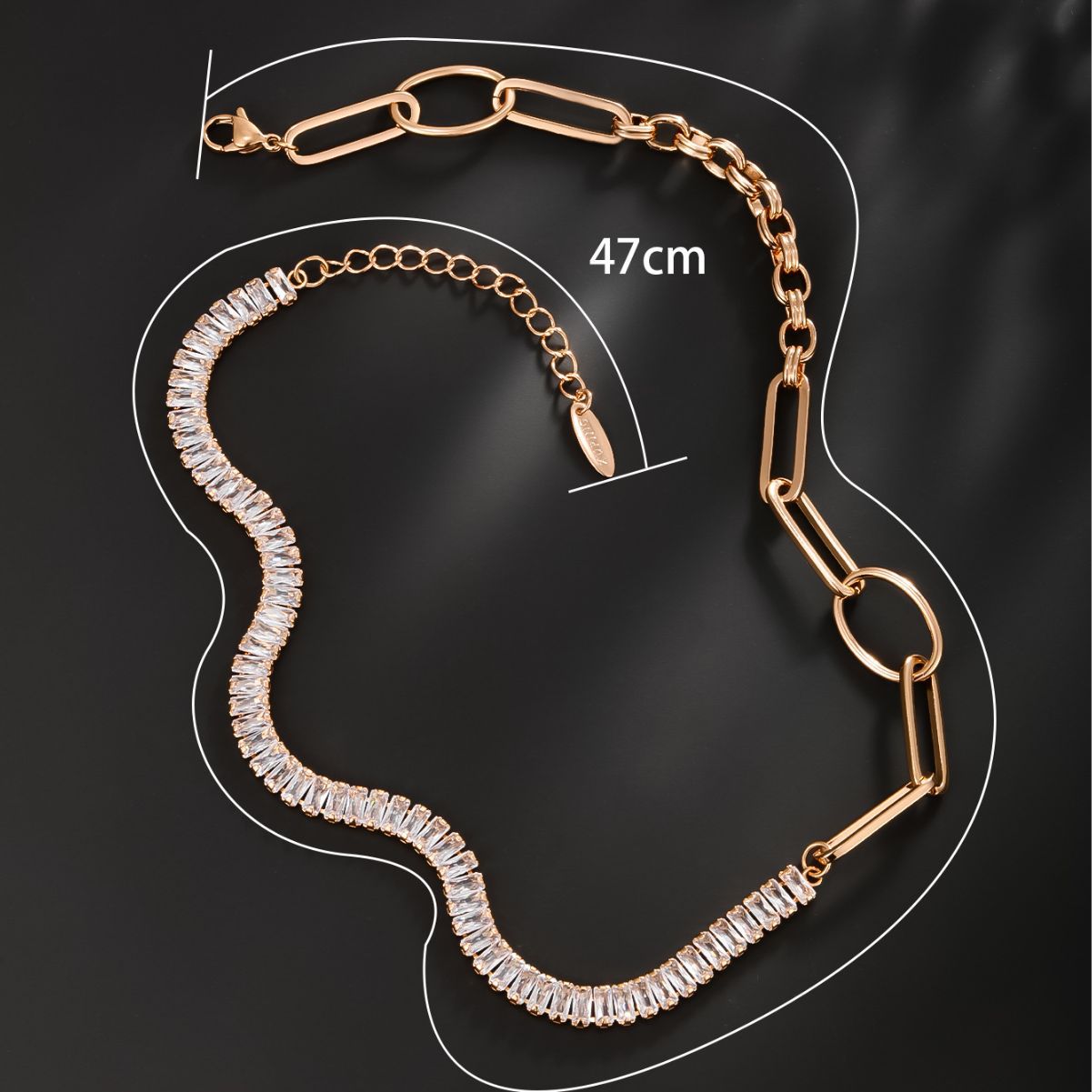 Zircon Spliced Clavicle Chain with Zircon Necklace