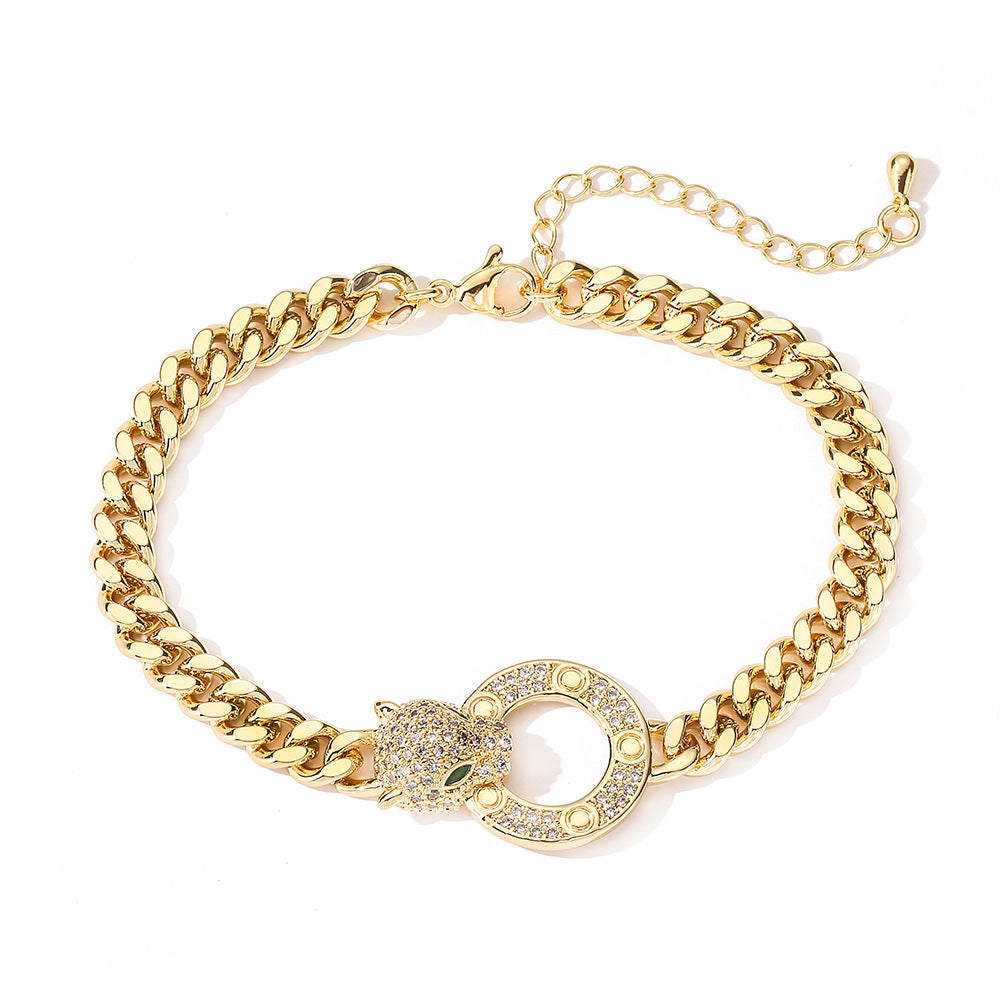 Golden Leopard Cuban Chain Bracelet