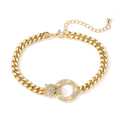 Golden Leopard Cuban Chain Bracelet