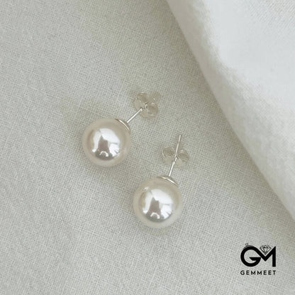 White Simple Design Exquisite 10MM Pearl Earrings