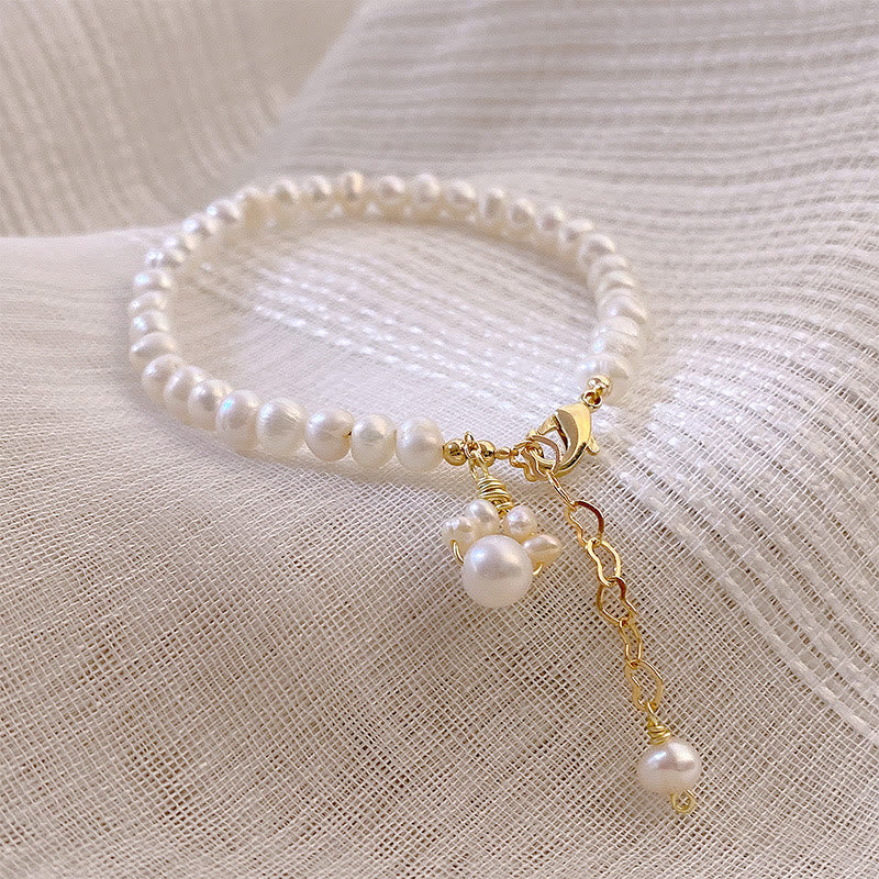 Pearl Cat Paw Healing Chain Bracelet