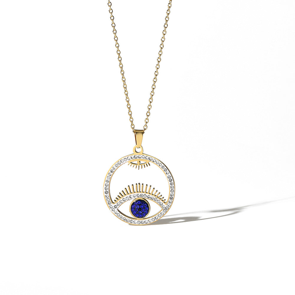 Evil Eye Hollow Full Stones Pendant Necklace