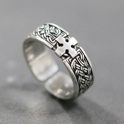 Retro Men's Quad Celtic Knot Cross Ring