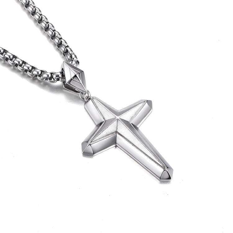 Sterling Silver Light Mark Cross Pendants Necklace