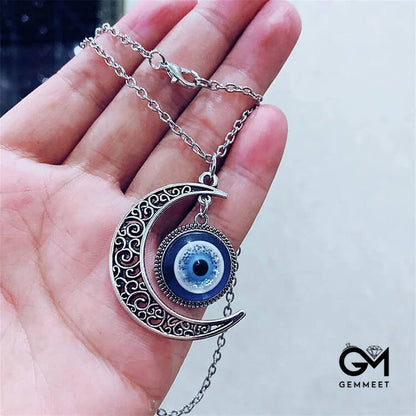 "Moon Love" - Blue Eye Evil Eye Star Necklace