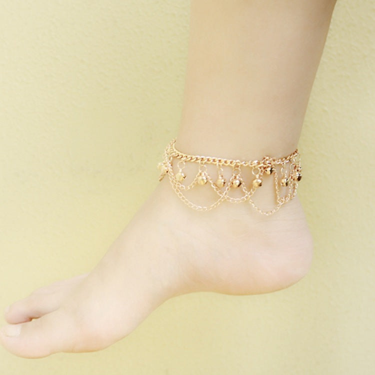 Bohemia Golden Bell Chain Tassel Anklet