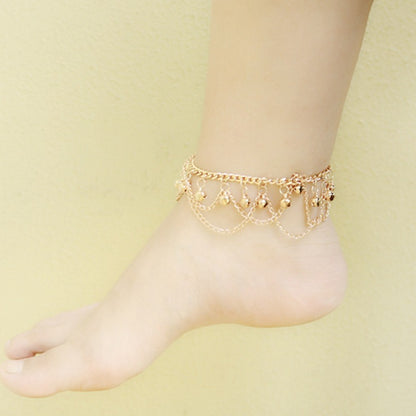 Bohemia Golden Bell Chain Tassel Anklet