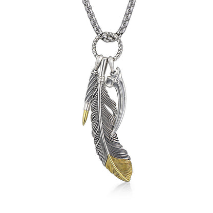 Feather Sterling Silver Necklace Vintage Pendants Necklace