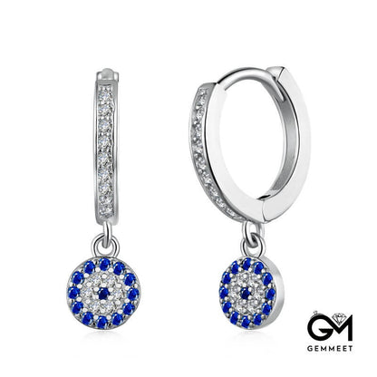 S925 Pure Silver Zircon Round Devil's Eye Earrings