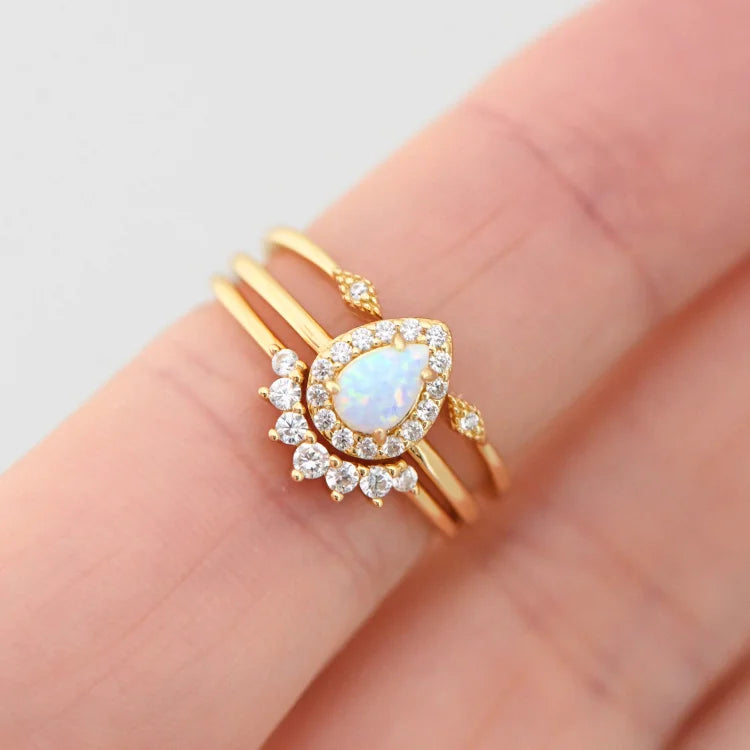 Opal Stacking Golden Ring Set