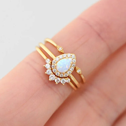 Opal Stacking Golden Ring Set