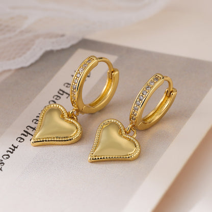 Cute Heart Pendant Dangle Earrings