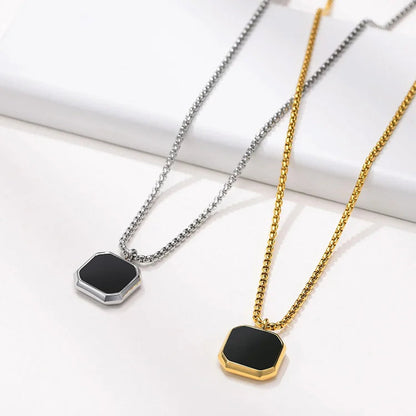 Square Pendant Men Long Sweater Chain Necklace