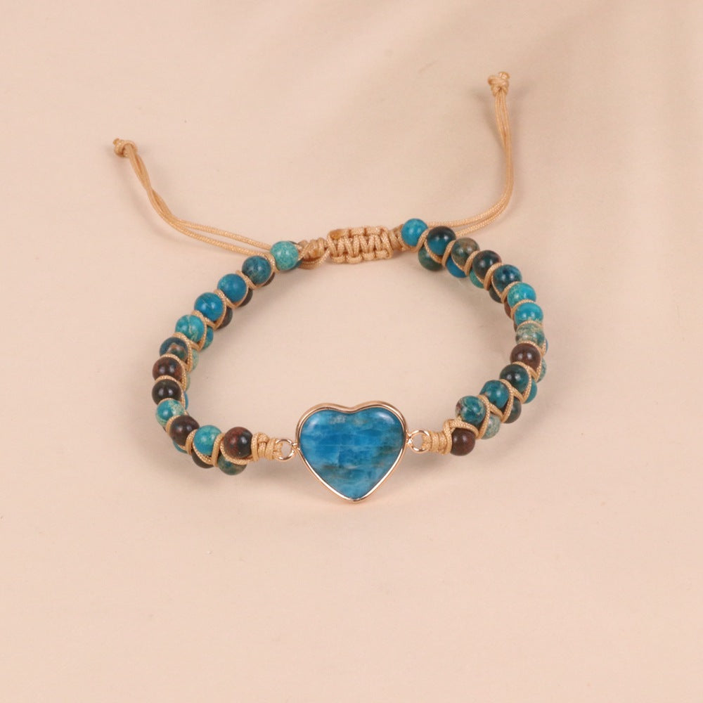 Love Blue Shoushan Stone Bead Double Woven Bracelet