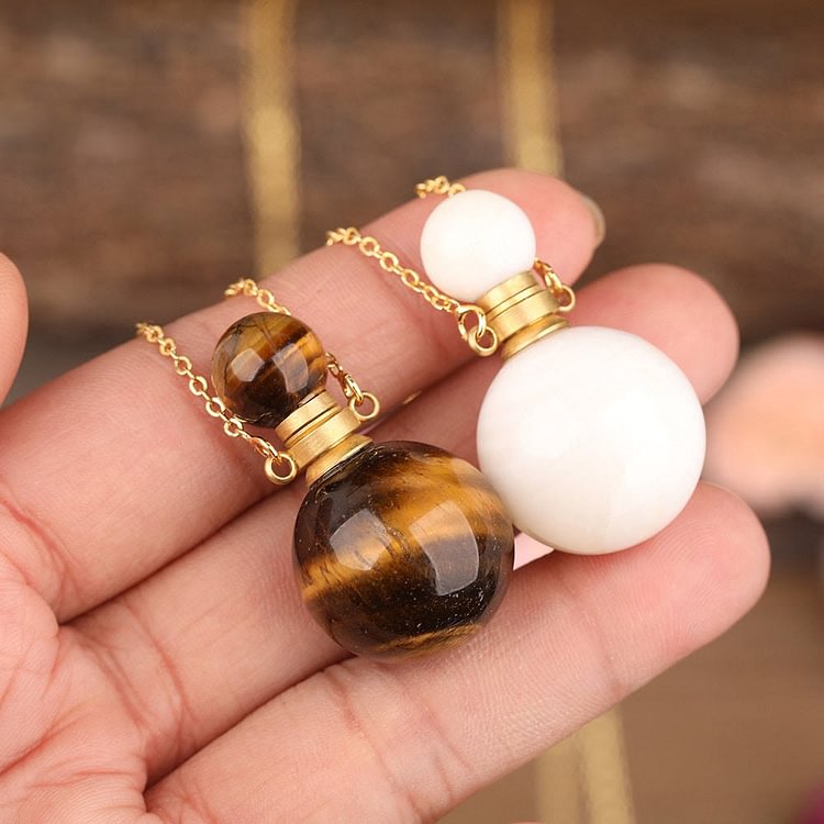 Round Stone Perfume Bottle Pendant Pendants Necklace