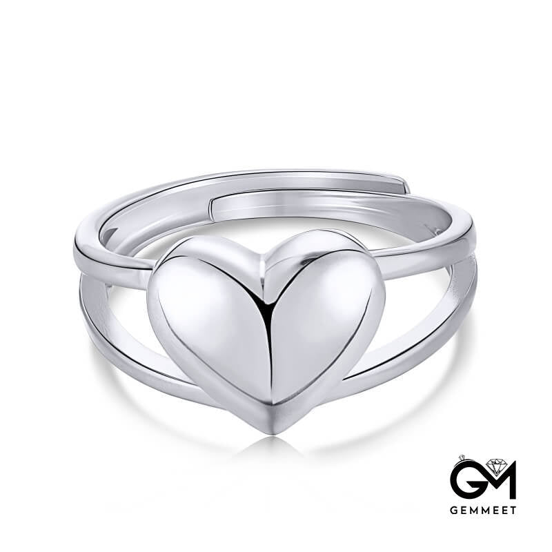 S925 Sterling Silver Love Double Ring