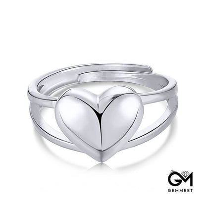 S925 Sterling Silver Love Double Ring