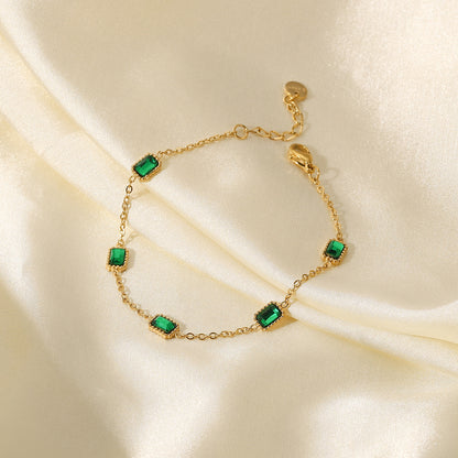 Green Crystal Chain Bracelet