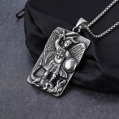 Angel Knight Dragon Slayer Stainless Steel Pendant