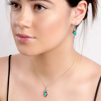 Turquoise Bird Necklace And Earrings