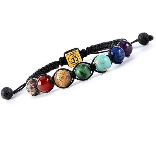 Agate Real Stone OM Symbol Chakra Bracelet