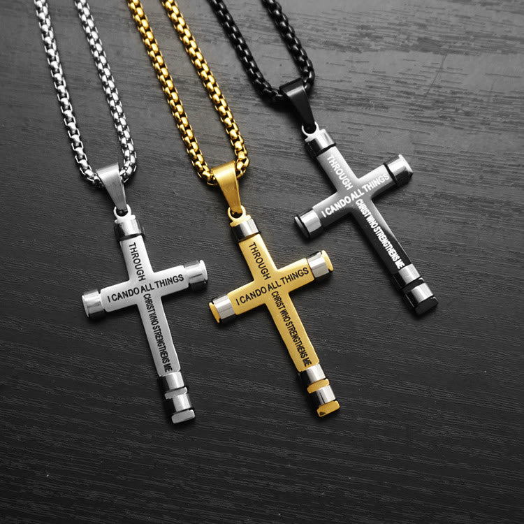 "I CAN DO ALL THINGS" Men's Strength Cross Necklace