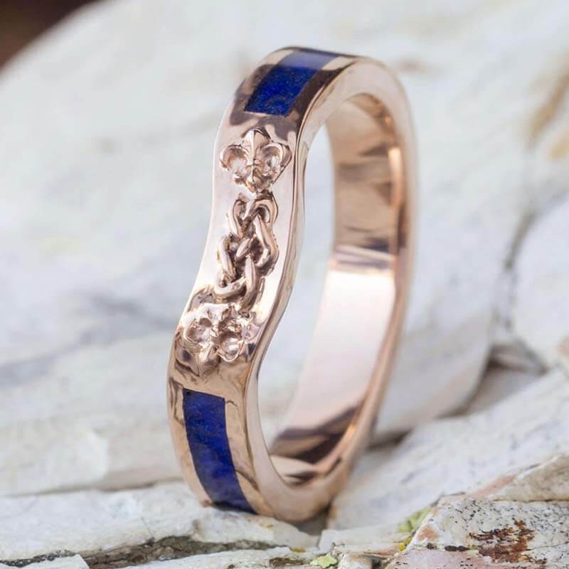 Celtic Knot Lapis Lazuli Bridal Ring Set