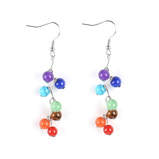 Round Beaded Crystal Earrings