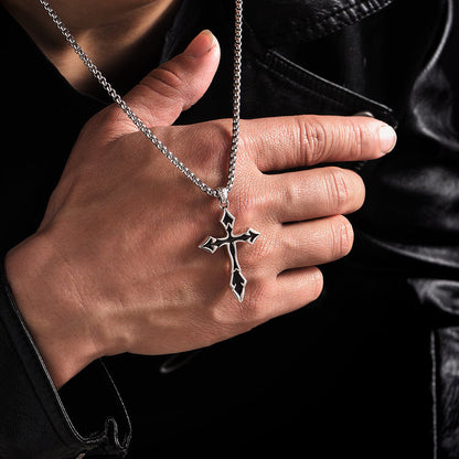 Sterling Silver Black Arrow Cross Pendants Necklace