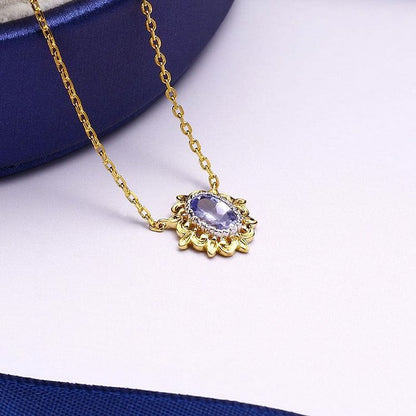 Sapphire European Style Retro Simple Pendant Necklace