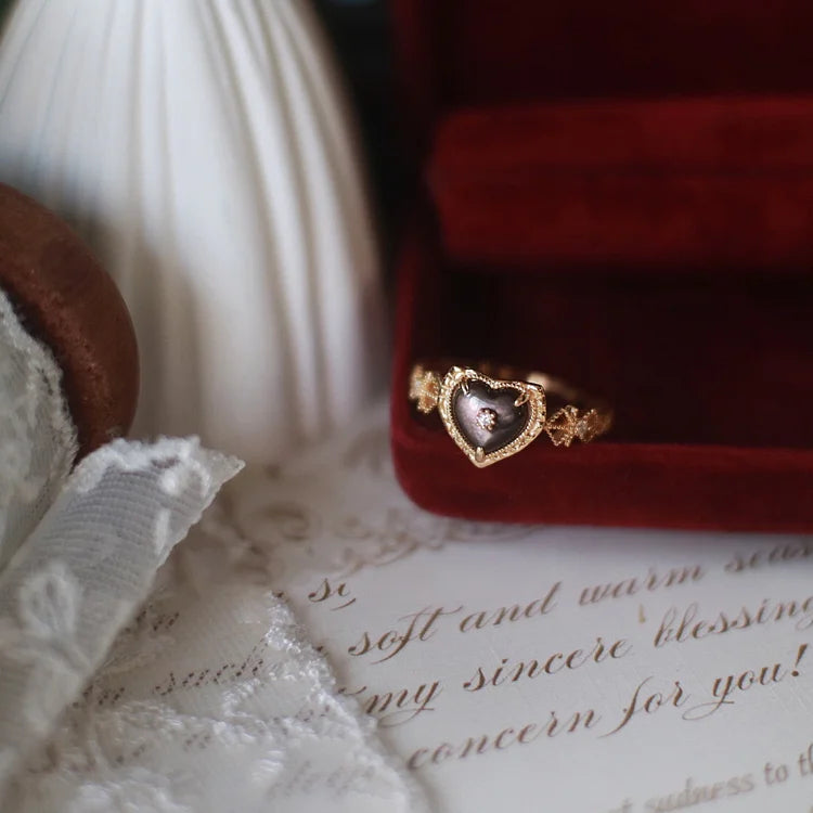 Sterling Silver Gold Plated Labradorite Heart Shaped Ring