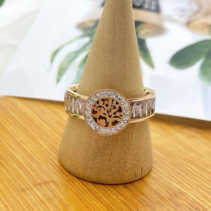 "Growth" - Elegant Zircon Tree of Life Ring