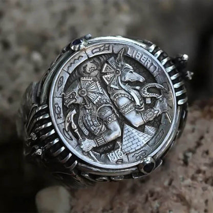 Ancient Egyptian Pharaoh Anubis Amulet Ring