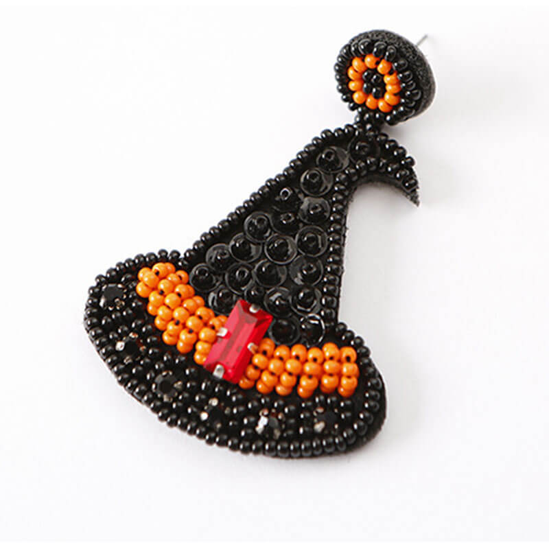 Halloween Hat Earrings Creative Bohemian Rice Beads Ethnic Style Female Models Exaggerated Lightweight Earrings