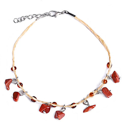 Natural Crystal Gravel Pendant Bracelet Anklet