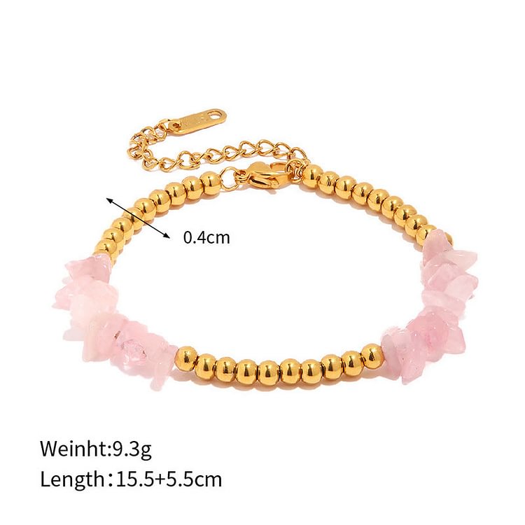 Crushed Crystals Golden Beads Bracelet