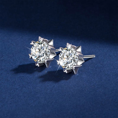 White Gold Hexagram Full Stones Moissanite Stud Earrings