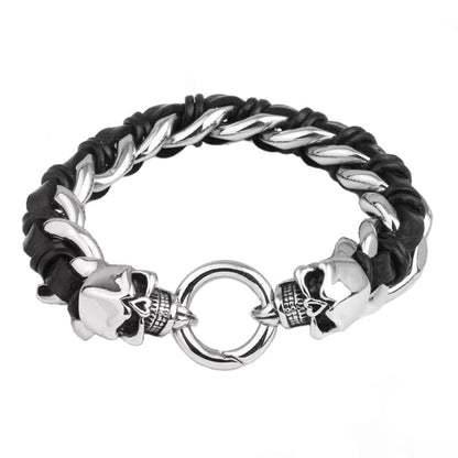 Halloween Vintage Titanium Steel Skull Braided Bracelet