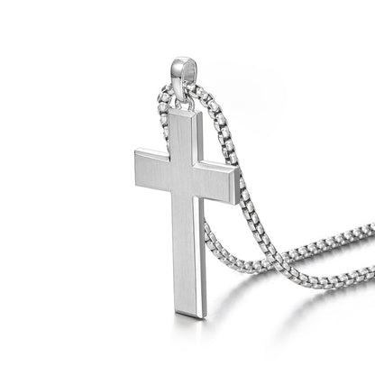 Sterling Silver Simple Cross Pendants Necklace