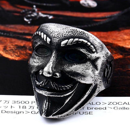 Retro Vendetta Joker Mask Titanium Steel Ring