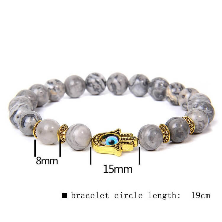 "Ward Off Negativity" Men's Evil Eye Hamsa Natural Bead Bracelet