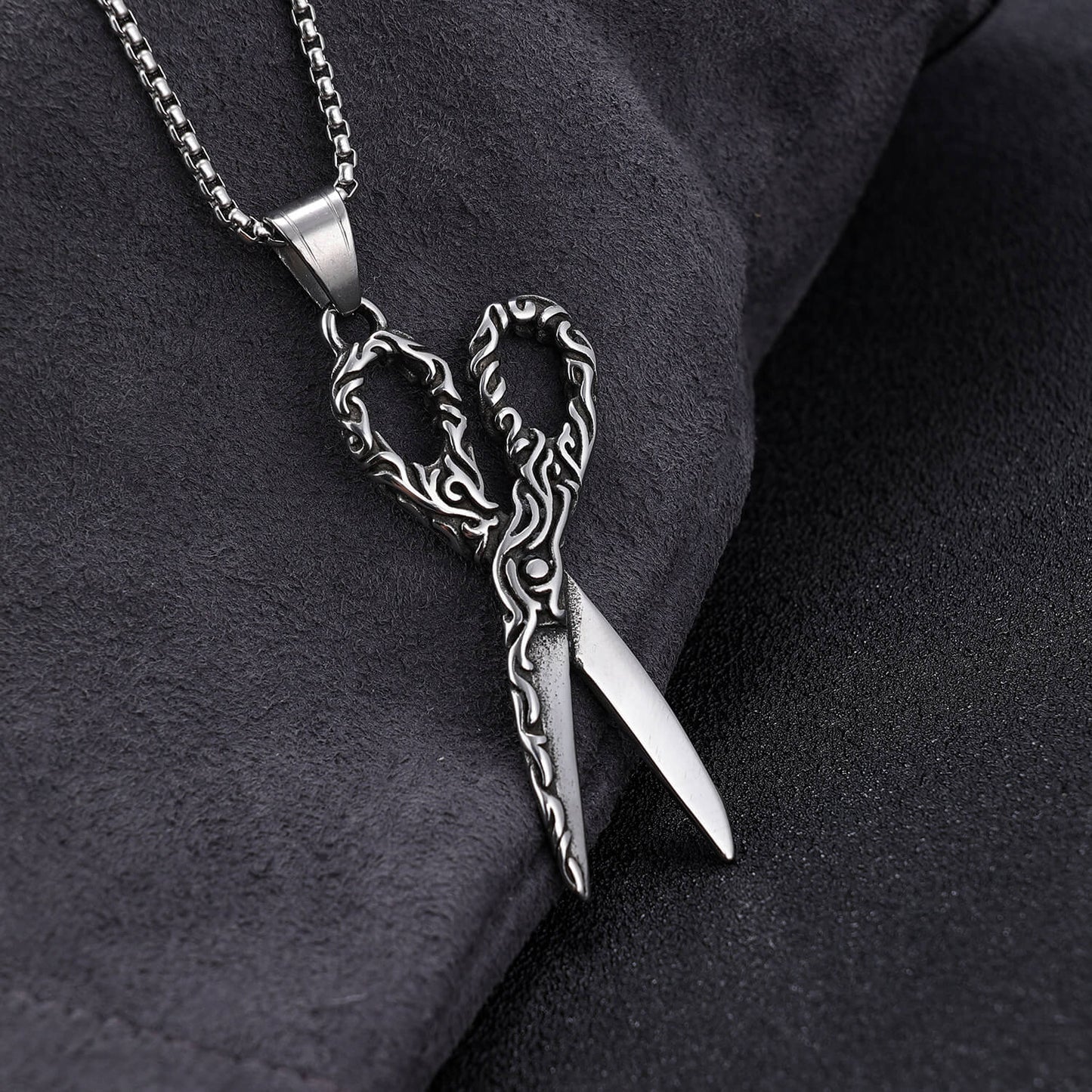 Carved Scissors Stainless Steel Pendant